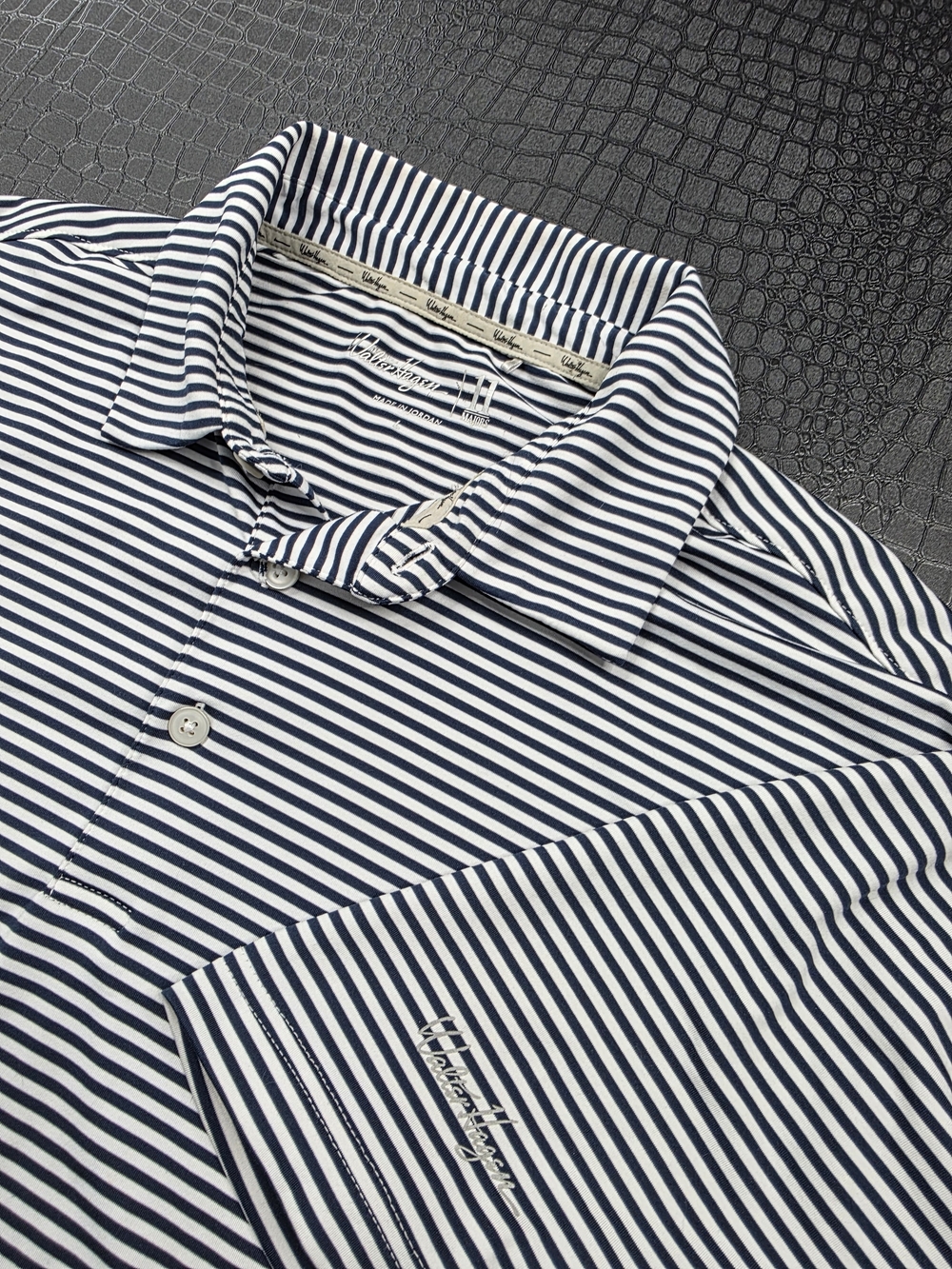 Walter Hagen 11 Majors Performance Golf Polo White Blue Stripe Size L